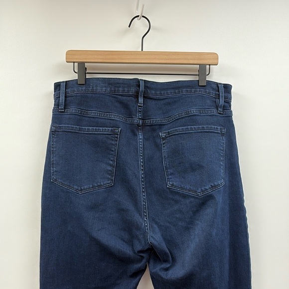 Frame Le Crop High Rise Flare Raw Hem Jeans Fiona Dark Washed Denim 32 - Picture 7 of 11